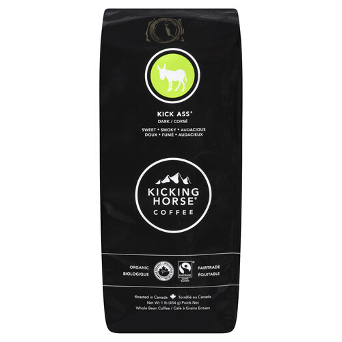 Kicking Horse Organic Whole Bean Coffee Kick Ass Dark Roast 454 g