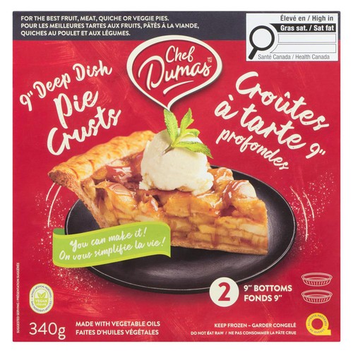 Chef Dumas Pie Crusts 9-Inch Deep Dish 2 x 170 g (frozen)