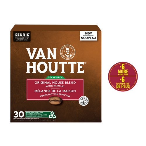 Van Houtte Coffee Pods Decaf Original House Blend Medium Roast 24 K-Cups 226 g