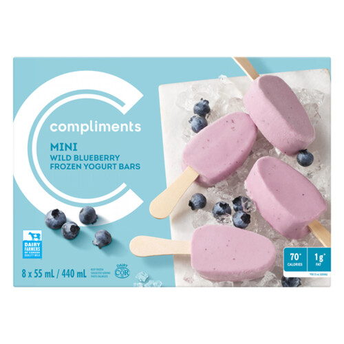 Compliments Mini Frozen Yogurt Bars Wild Blueberry 440 ml