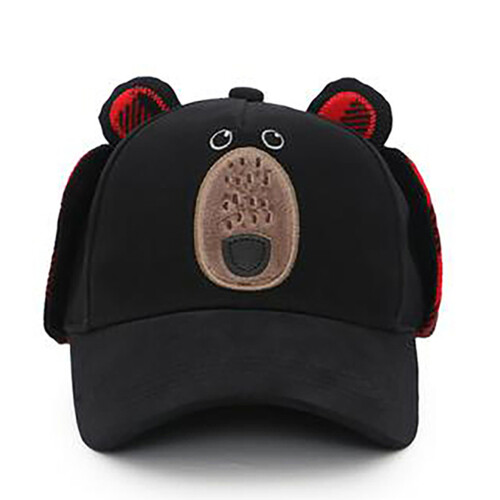 FlapJack 3D Winter Cap With Ear Flaps Black Bear Medium 1 Count