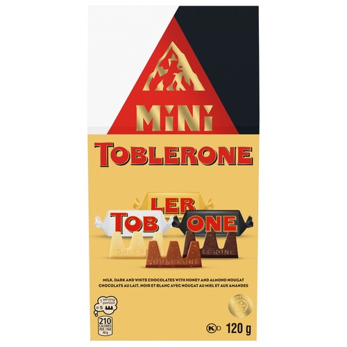 Toblerone Mini Milk White & Dark Chocolate Bars With Honey & Almond Nougat 120 g