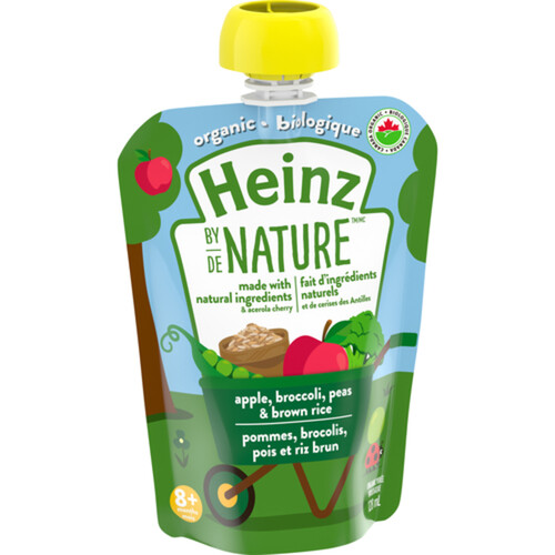 Heinz by Nature Organic Baby Food Apple Broccoli Peas & Brown Rice Purée 128 ml