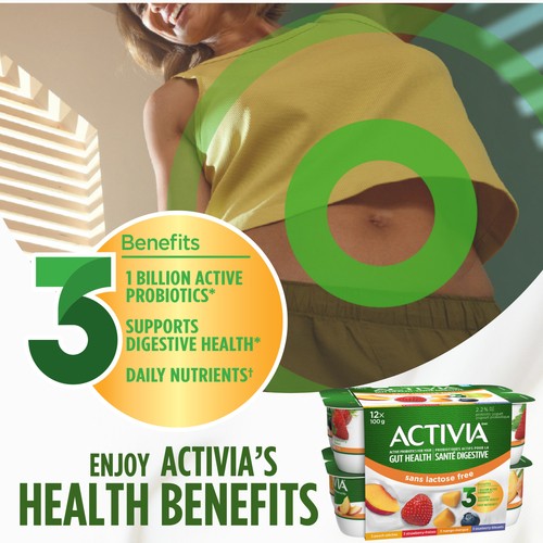 Activia Lactose-Free Probiotics Yogurt Strawberry Blueberry Peach Mango Value Size 12 x 100 g