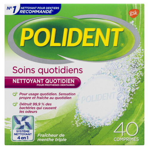 Polident Daily Care Tablets Denture Cleanser 40 EA