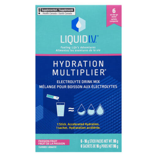 Liquid I.V. Electrolyte Drink Mix Hydration Multiplier Passion Fruit 6 x 16 g