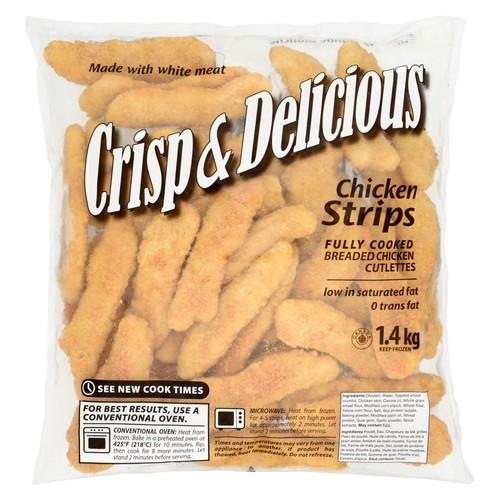 Crisp & Delicious Frozen Chicken Breast Strips Fully Cooked 1.4 kg