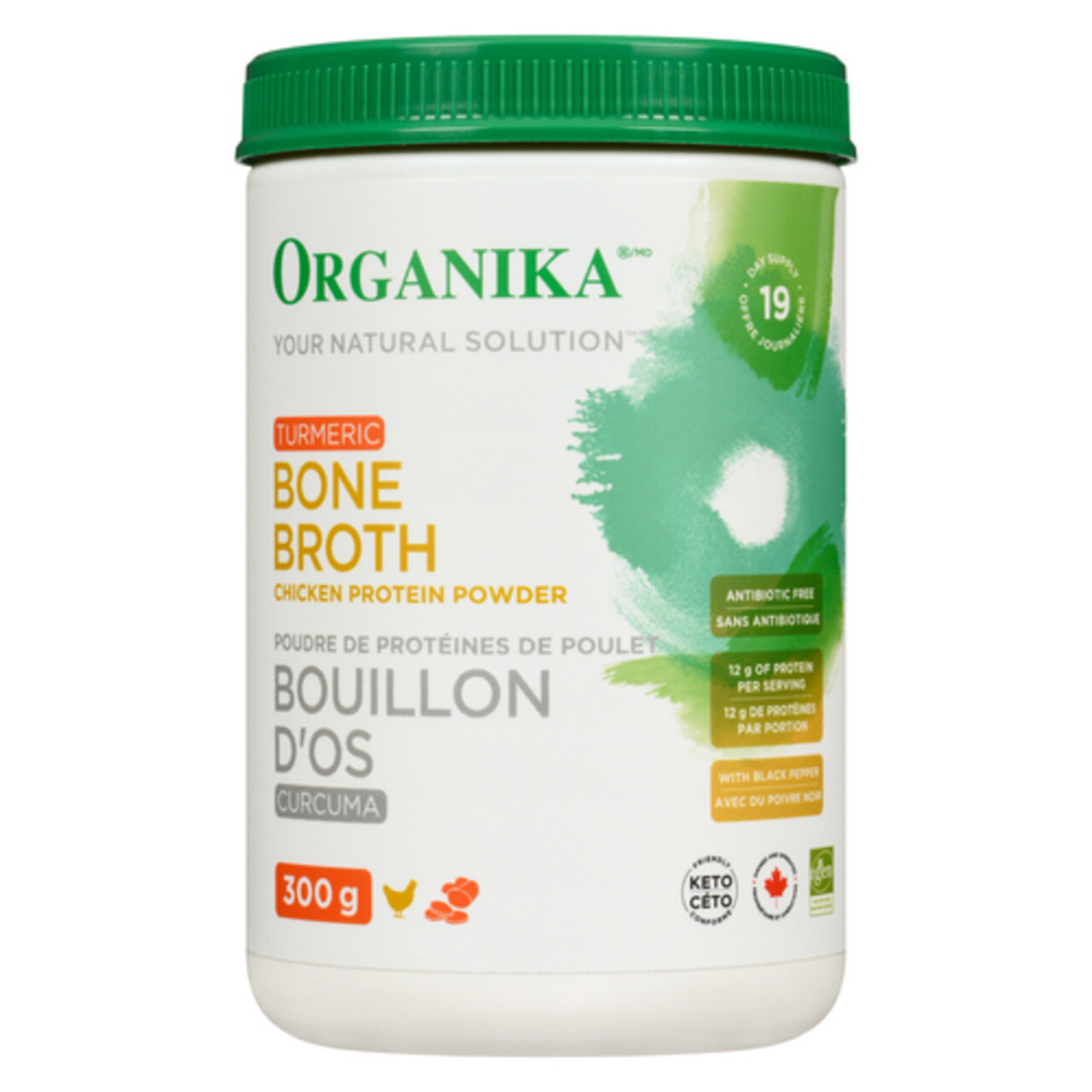 Organika Protein Powder Chicken Bone Broth Turmeric 300 g Voilà