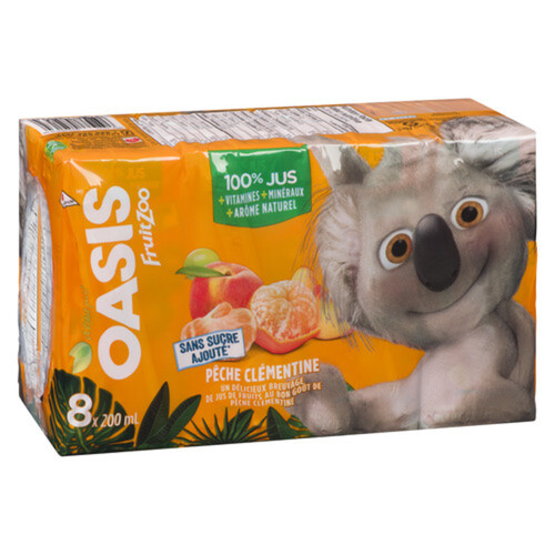 Oasis Fruit Zoo Juice  Peach & Clementine 8 x 200 ml