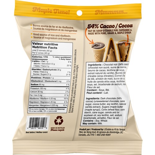 Maple Time Energy Snack Mini Cone Dark Chocolate & Maple Butter 100 g