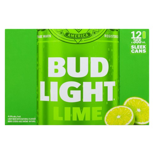 Bud Light Beer 4% Alcohol Natural Flavour Lime 12 x 355 ml (cans)