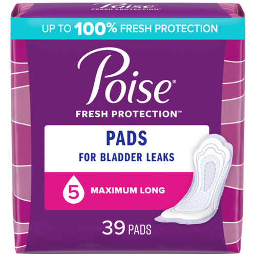 Poise Maximum Bladder Protection Pads Long Length 39 Count