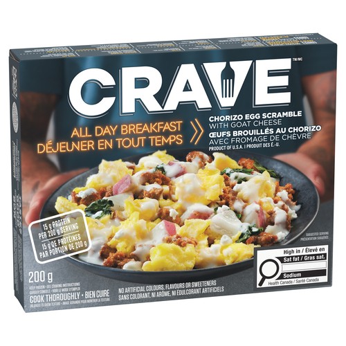 Crave Frozen Breakfast Chorizo Egg Scramble With Goat Cheese 200 g