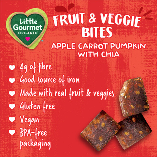 Little Gourmet Organic Fruit & Veggies Bites Apple Carrot Pumpkin With Chia 60 g