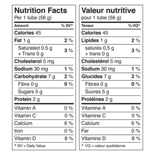 Yoplait 1% Yogurt Tubes Kids Snacks Vanilla 8 x 56 g