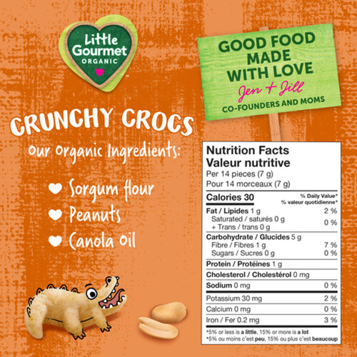 Little Gourmet Organic Crunchy Crocs Puffed Wholegrain Toddler Snack Peanut Butter 35 g