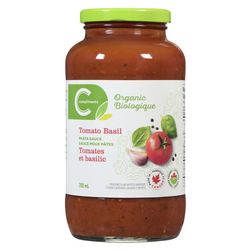 Compliments Organic Pasta Sauce Tomato & Basil 700 ml