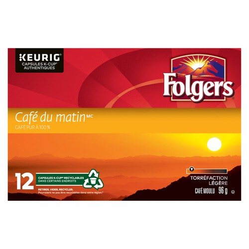 Folgers Coffee Pods Ground Coffee Light Roast 12 K-Cups 96 g