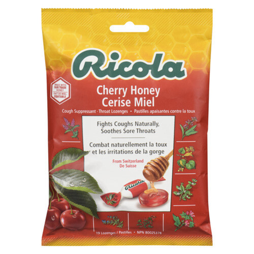 Ricola Cherry Honey Cough Drops 19 Lozenges