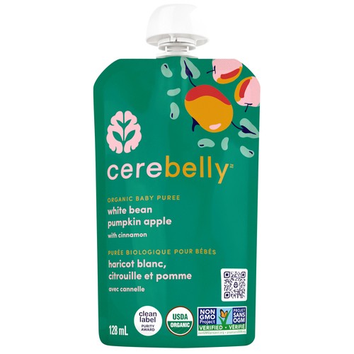 Cerebelly Organic  Baby Puree  White Bean Pumpkin Apple 128 ml