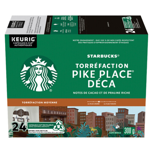 Starbucks Coffee Pods Decaf Pike Place Medium Roast 24 K-Cups 300 g