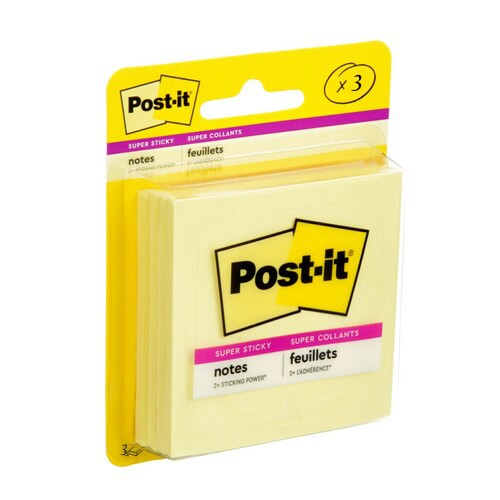 Post-It Notes Super Sticky Canary 3 Count