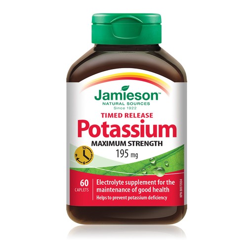 Jamieson Potassium Maximum Strength 195 mg Caplets 60 Count