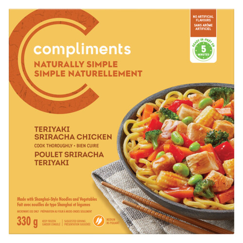 Compliments Frozen Entree Naturally Simple Teriyaki Sriracha Chicken 330 g