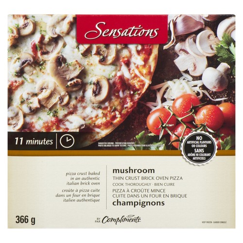 Sensations Frozen Thin Crust Mushroom Pizza 366 g