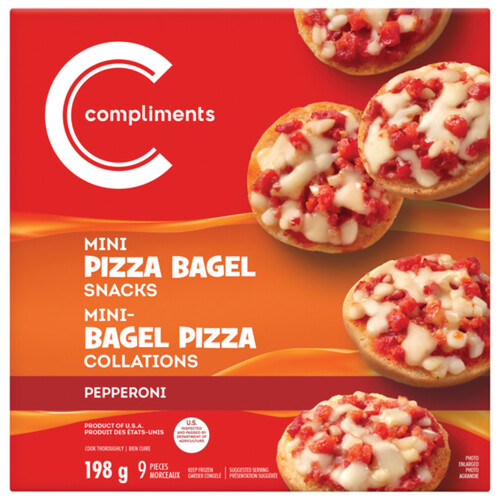 Compliments Frozen Mini Pizza Bagel Snacks Pepperoni 198 g