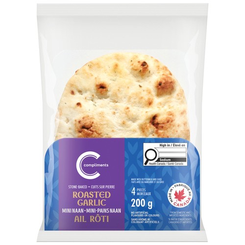 Compliments Naan Mini Roasted Garlic 200 g