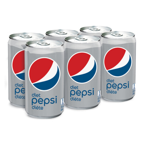Pepsi Diet Soft Drink 6 x 222 ml (cans)