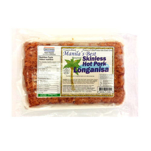 Maynila's Choice Frozen Longanisa Hot Pork Skinless 375 g