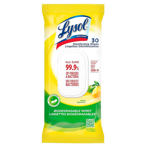 Lysol Disinfecting Wipes Citrus Flat Pack 30 Count