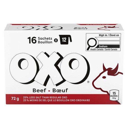 OXO Low Salt Bouillon Sachets Beef 16 Count 72 g