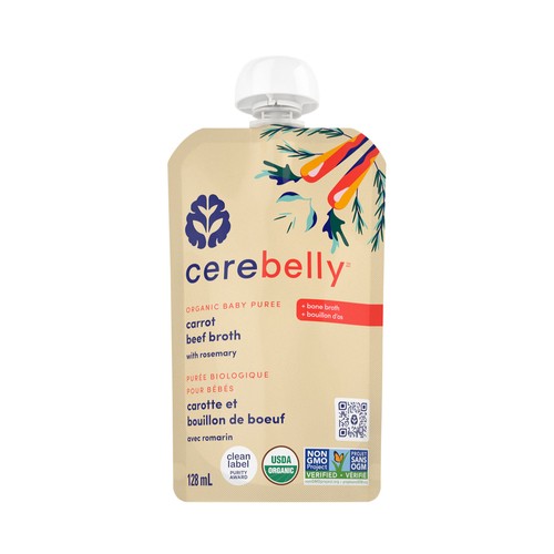 Cerebelly Canada Organic Baby Puree Carrot Beef Broth 128 ml