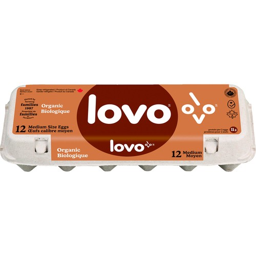 Lovo Organic Brown Eggs Medium 12 Count
