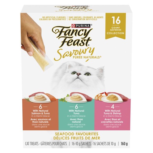 Purina Fancy Feast Savoury Puree Naturals Wet Cat Food Variety Pack 16 x 10 g (160 g)