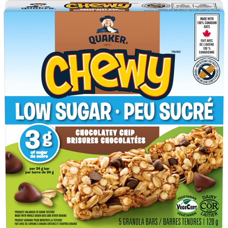 Quaker Chewy Low Sugar Granola Bars Chocolatey Chip 5 Pack 120 g ...