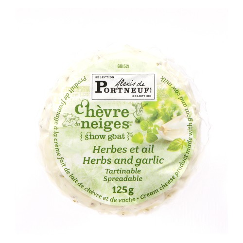 Alexis de Portneuf Cream Cheese With Goat And Cow Milk Garlic & Herbs 125 g