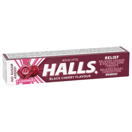 Halls Mentho-Lyptus No Sugar Added Cough Drops Lozenges Black Cherry 9 Count