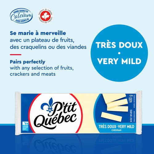 P'tit Québec Block Cheese Cheddar Very Mild 400 g
