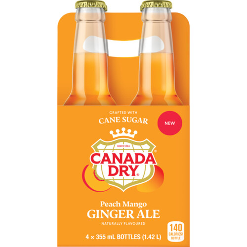 Canada Dry Ginger Ale Soft Drink Peach Mango 4 x 355 ml (bottles)