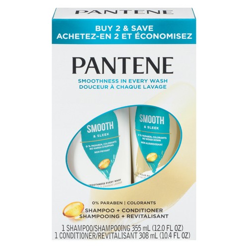 Pantene Shampoo & Conditioner Smooth & Sleek 2 Pack