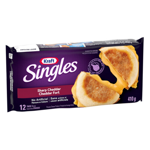 Kraft Singles Extra Thick Sliced Cheese Sharp Cheddar 12 Slices 410 g