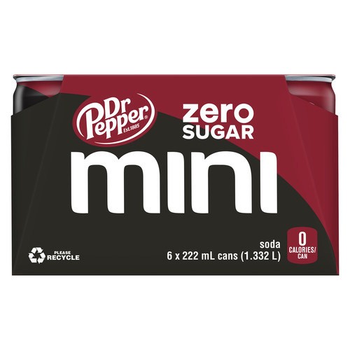 Dr. Pepper Mini Soda Zero Sugar 6 x 222 ml (cans)