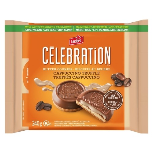 Leclerc Celebration Milk Chocolate Coated Cookies Cappuccino Truffle 240 g