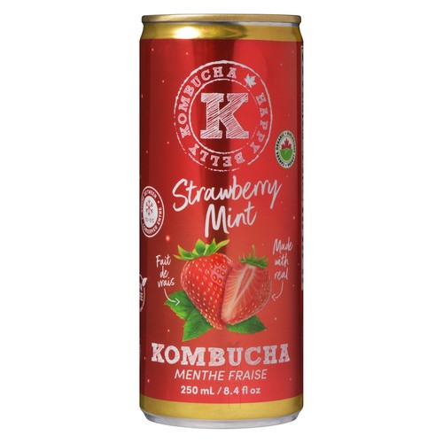 Happy Belly Kombucha Strawberry Mint 250 ml (can)