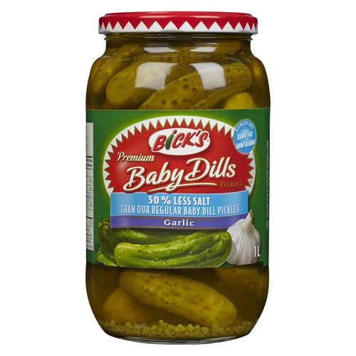 Bick's Pickles Baby Dill 50% Less Salt Garlic 1 L