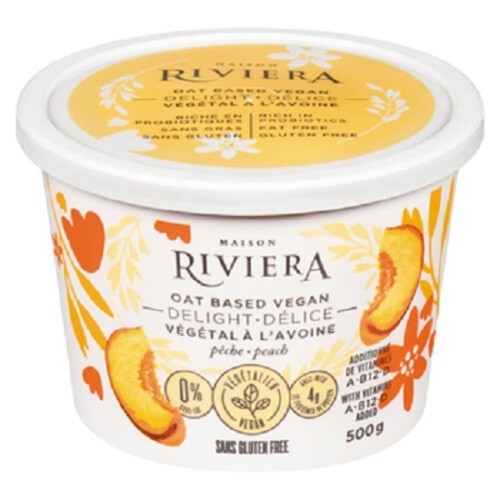 Riviera Vegan Delight Oat Based 0% Yogurt Peach 500 g